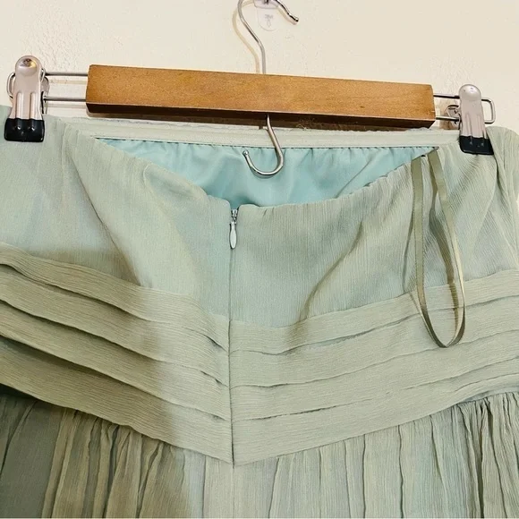 NWT J. Crew Juliet 100% Silk Chiffon Strapless MIDI Dress Size 10 Green/Blue - Picture 9 of 12